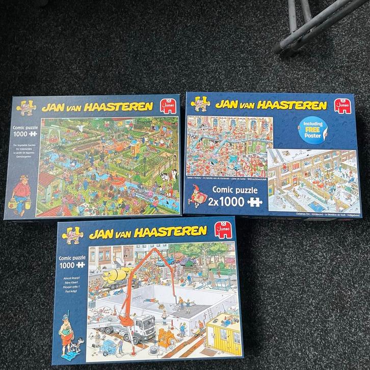 Jan van Haasteren Puzzels - 3 Stuks   Compleet, Hobby en Vrije tijd, Denksport en Puzzels, Zo goed als nieuw, Legpuzzel, 500 t/m 1500 stukjes