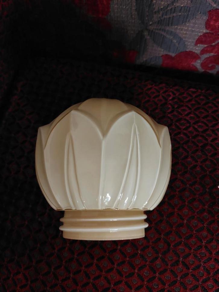 Thabur Art Deco Plafondlamp glas, Huis en Inrichting, Lampen | Lampenkappen, Minder dan 25 cm, Rond, Beige, Ophalen of Verzenden