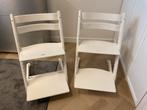Twee witte Stokke Tripp Trapp stoelen, Ophalen, Gebruikt, Meegroeistoel, Aanschuifbaar