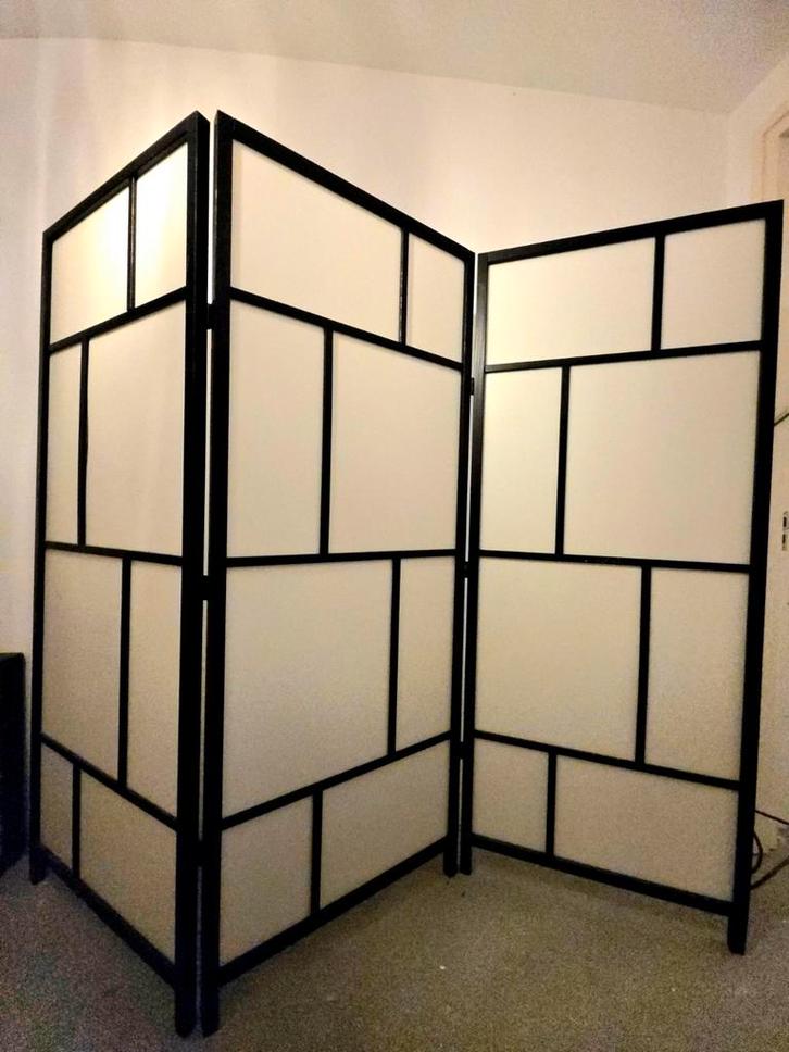RISÖR Scheidingswand, wit/zwart, 216x185 cm, Huis en Inrichting, Woonaccessoires | Kamerschermen, Ophalen of Verzenden