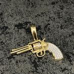 14k gouden revolver kettinghanger nieuw Italy, Sieraden, Tassen en Uiterlijk, Ophalen of Verzenden