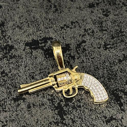 14k gouden revolver kettinghanger nieuw Italy, Sieraden, Tassen en Uiterlijk, Kettinghangers, Ophalen of Verzenden