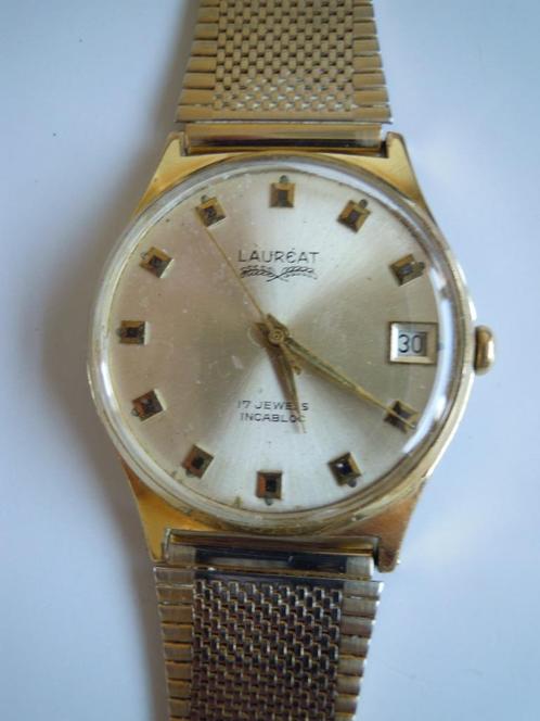 Vintage Heren opwind horloge Làuréat 17 Jewels, Sieraden, Tassen en Uiterlijk, Horloges | Antiek, Overige merken, Staal, Ophalen of Verzenden
