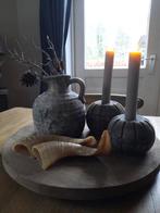 Eikenhouten dienblad inclusief decoratie houten kandelaars, Huis en Inrichting, Woonaccessoires | Overige, Ophalen, Gebruikt