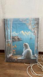 Canvas witte kat nieuw, Ophalen of Verzenden, Nieuw, Schilderij, Minder dan 50 cm