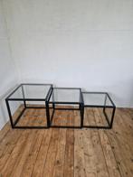 Postmoderne design nest tafeltjes metaal en glas kubus, Gebruikt, Ikea, Onbekend, Ophalen of Verzenden