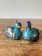 2 Dekselschaaltjes - cloisonné - eenden / vogels, Ophalen of Verzenden
