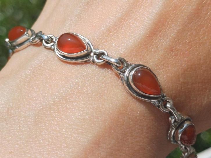 Vanoli 925 zilveren armband met carneool, Sieraden, Tassen en Uiterlijk, Armbanden, Nieuw, Zilver, Overige kleuren, Met edelsteen