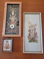 3x droogbloemen ingelijst bloemen schilderijtje lijstje, Minder dan 50 cm, Ophalen of Verzenden, Zo goed als nieuw, Minder dan 50 cm