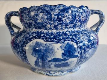 Diamond keramische Bombay blauw-witte cachepot  beschikbaar voor biedingen