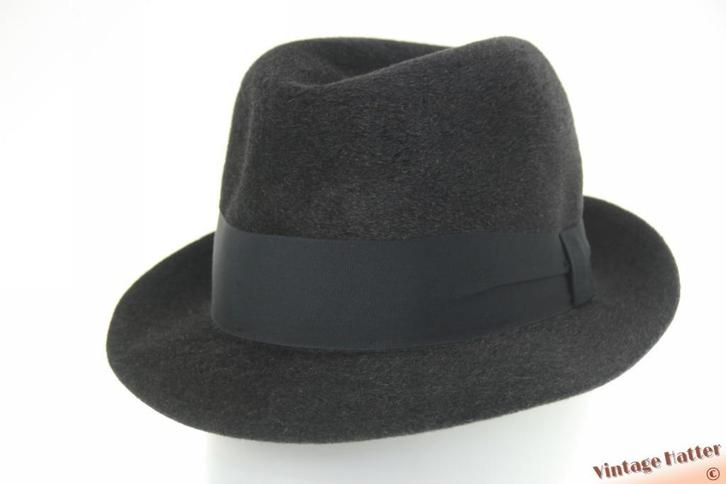 Vintage Gleufhoed Flechet donker grijs haarvilt 54 = XS, Kleding | Heren, Hoeden en Petten, Zo goed als nieuw, Hoed, 57 cm (M, 7⅛ inch) of minder