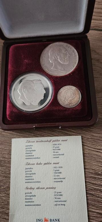 Nederland zilverset Willem en wilhelmina met certificaat  beschikbaar voor biedingen