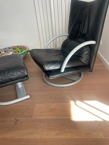 Rolf Benz lederen fauteuil Torino zwart  beschikbaar voor biedingen