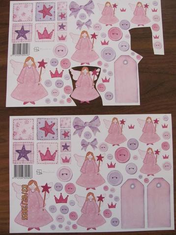 NIEUW 2x roze lila KNIPVEL label PRINSES Marjoleine ENGEL A4 beschikbaar voor biedingen