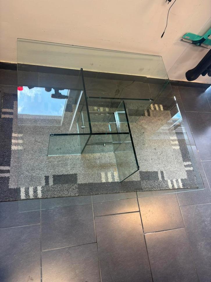 Mid-Century architectonische glazen salontafel Italië, ’70, Huis en Inrichting, Tafels | Salontafels, Zo goed als nieuw, Minder dan 50 cm