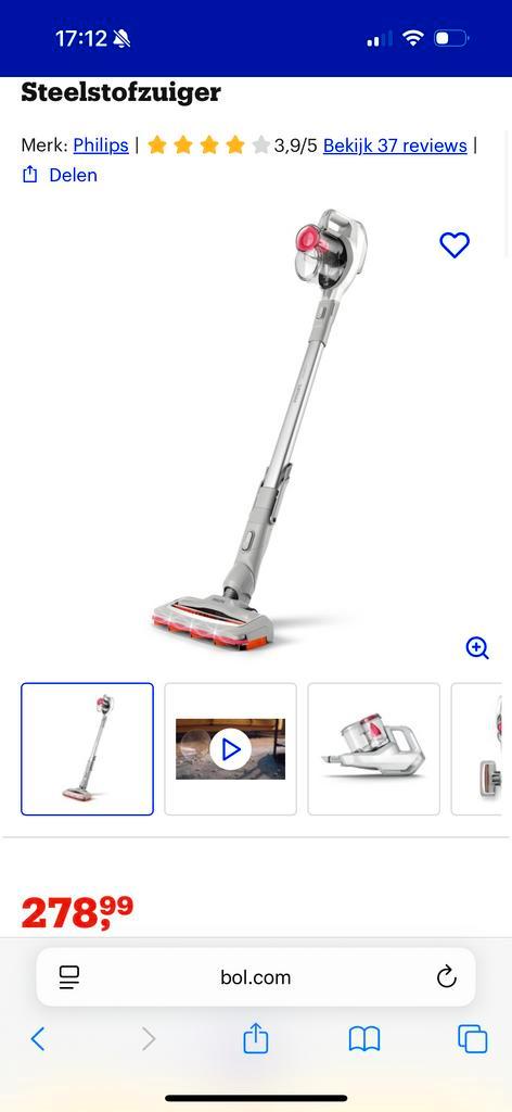 Philips SpeedPro steelstofzuiger - Krachtige reiniging, Witgoed en Apparatuur, Stofzuigers, Gebruikt, Stofzuiger, Minder dan 1200 watt