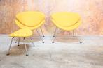 ZGANieuw 2 Artifort Orange Slice design fauteuils + hocker, 75 tot 100 cm, Ophalen of Verzenden, Zo goed als nieuw, Metaal