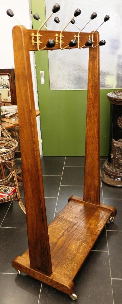 Vintage eikenhouten verrijdbare kapstok ca 1950., Huis en Inrichting, Woonaccessoires | Kapstokken, Zo goed als nieuw, Overige typen