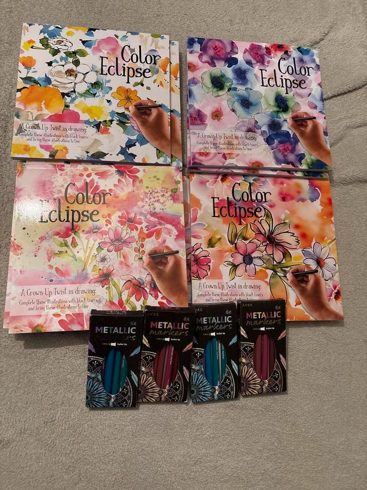 Partij Color Eclipse Kleurboeken + Metallic Markers - Nieuw!, Hobby en Vrije tijd, Schilderen, Nieuw, Overige typen, Ophalen of Verzenden