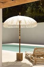Parasol Bali ø186cm met houten paal met hout snijwerk, Ophalen of Verzenden, Nieuw, 1 tot 2 meter, Stokparasol