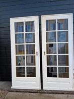 Originele vintage schuifdeuren met glas-in-lood – jaren 1920, Gebruikt, 150 tot 225 cm, Schuifpui, Hout