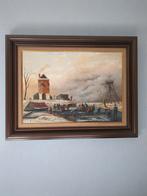 Winters Tafereel - Olieverfschilderij, Antiek en Kunst, Kunst | Schilderijen | Klassiek, Ophalen