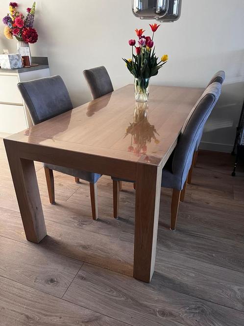 Eettafel 2m voor 6 pers verlengbaar tot 2m50 ! blank eiken, Huis en Inrichting, Tafels | Eettafels, Zo goed als nieuw, 50 tot 100 cm