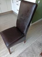 6 leren eetkamerstoelen, hoge leuning, zware kwaliteit, Huis en Inrichting, Stoelen, Ophalen, Gebruikt, Bruin, Koloniaal