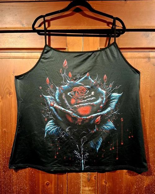 stoere gothic top Roos zilver zwart 48/50, Kleding | Dames, Grote Maten, Nieuw, Shirt of Top, Zwart, Ophalen of Verzenden