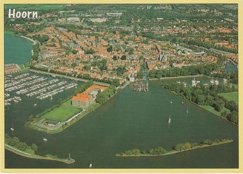 HOORN Panorama Luchtfoto, Verzamelen, Ansichtkaarten | Nederland, Gelopen, Noord-Holland, 1980 tot heden, Verzenden