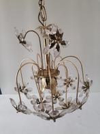 vintage klassieke hanglamp met kristallen bloemen, Ophalen of Verzenden