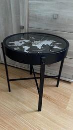 Leuke zwarte bijzettafel met klok, Ophalen, Minder dan 45 cm, Minder dan 55 cm, Metaal of Aluminium