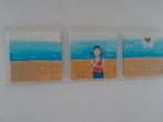 Drieluik Schilderij - Strand, Zee en Liefde, Ophalen of Verzenden