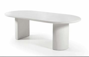 Eettafel Japandi stijl ovaal off white 230cm beton cire beschikbaar voor biedingen