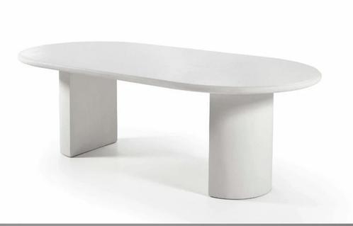 Eettafel Japandi stijl ovaal off white 230cm beton cire, Huis en Inrichting, Tafels | Eettafels, Zo goed als nieuw, 100 tot 150 cm