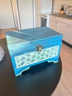 Indonesische opbergdoos opbergkist doos kist blauw groen, Huis en Inrichting, Woonaccessoires | Kisten, Ophalen, Minder dan 50 cm