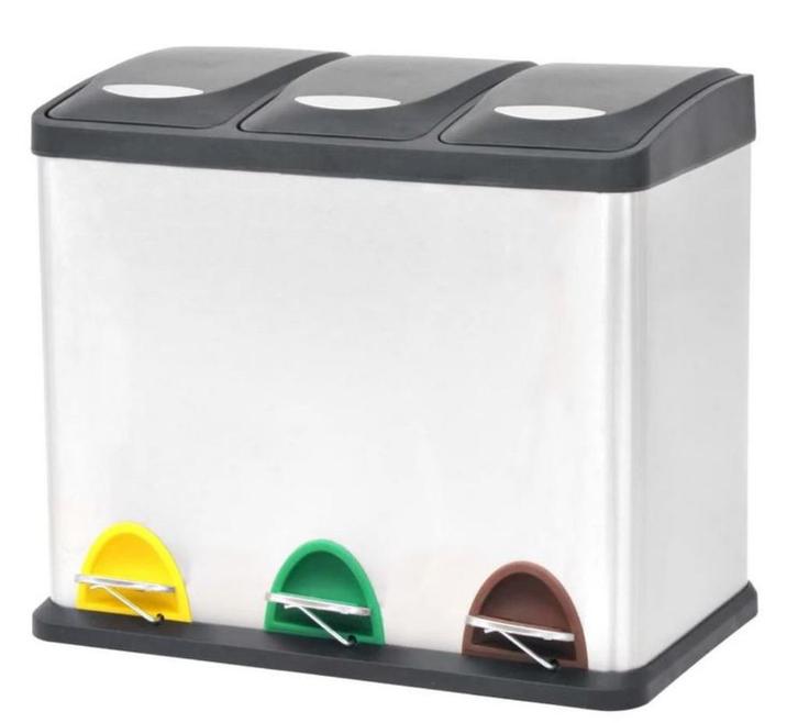 3 Vuilnisbakken afvalbakken afval scheiden 24L GRATIS BEZORG, Huis en Inrichting, Woonaccessoires | Prullenbakken, Nieuw, Rvs