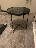 Bijzettafel, zwart/wit marmeren glasplaat, Huis en Inrichting, 45 tot 60 cm, Minder dan 55 cm, Rond, Ophalen of Verzenden