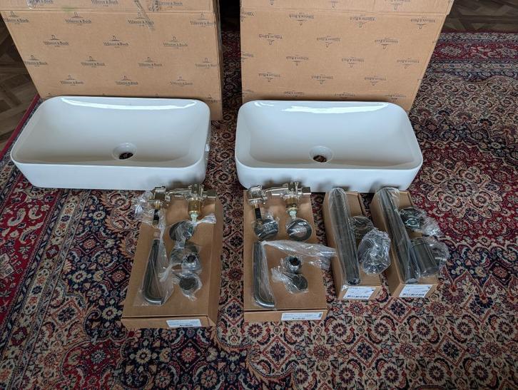 Wastafel set - Villeroy Boch wasbak, Hotbath kranen en sifon, Huis en Inrichting, Badkamer | Badkamermeubels, Nieuw, Wasbak of Wastafel