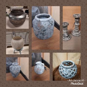 Stoere, landelijke potten, kruiken, vazen, decoratie  beschikbaar voor biedingen