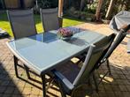 Tuintafel met stoelen te koop, Tuin en Terras, Tuinsets en Loungesets, Ophalen, 4 zitplaatsen, Gebruikt, Aluminium
