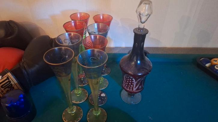 Vintage kristallen Karaffen Set met Glazen, Antiek en Kunst, Antiek | Glas en Kristal, Ophalen