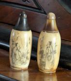 2 Antieke benen Chinese parfumflesjes 1900 samen €50,--, Ophalen of Verzenden