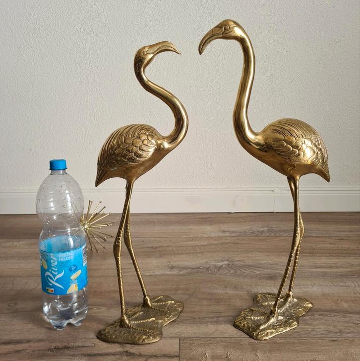 Messing retro vintage flamingo hollywood regency goud, Huis en Inrichting, Lampen | Tafellampen, Minder dan 50 cm, Ophalen of Verzenden