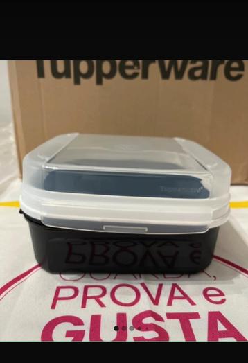 Tupperware zwart 1,2L scharnierdoos tuppertop koekjestrommel beschikbaar voor biedingen