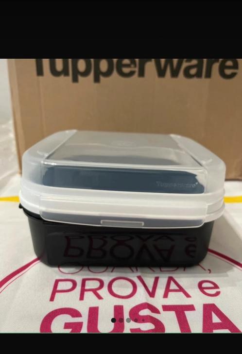 Tupperware zwart 1,2L scharnierdoos tuppertop koekjestrommel, Huis en Inrichting, Keuken | Tupperware, Nieuw, Bus of Trommel, Ophalen of Verzenden