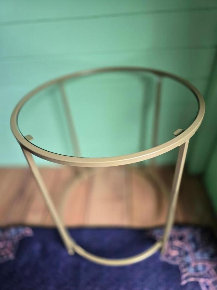 Bijzettafel Goud - Metaal zgan., Huis en Inrichting, Tafels | Bijzettafels, Zo goed als nieuw, Rond, 45 tot 60 cm, Minder dan 55 cm