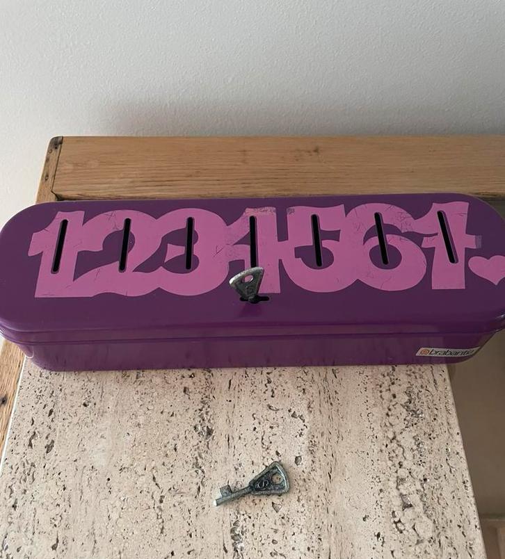 Brabantia paars vintage spaarpot huishoudpot verdeling, Antiek en Kunst, Ophalen of Verzenden
