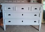 Massief houten ladekast / commode grijs, Huis en Inrichting, Ophalen, Gebruikt, 100 tot 150 cm, 5 laden of meer