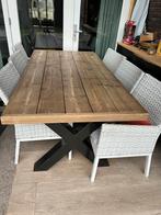 Steigerhouten tafel incl 6 stoelen, Ophalen, Eettafel, 6 zitplaatsen, Steigerhout